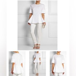 Alexander McQueenCotton Poplin And Piqu Peplum Top - Size 46 US 10-12 - NWT